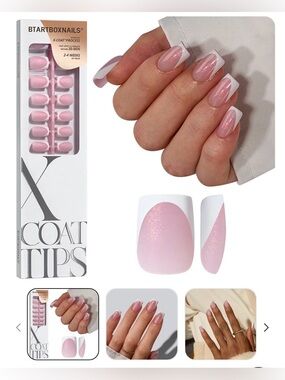 BTARTBOXNAILS Pink French X-Coat Press-On Nail Tips